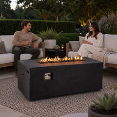 Flame Havens 68" x 30" Rectangle GFRC Concrete Propane Gas Fire Pit with Hidden Tank Drawer by Flame Havens Refuge Series