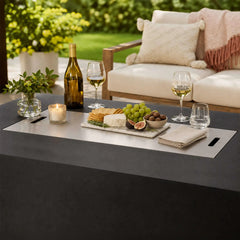 Flame Havens 68" x 30" Rectangle GFRC Concrete Propane Gas Fire Pit with Hidden Tank Drawer by Flame Havens Refuge Series
