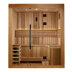 Golden Designs Osla Traditional Sauna – Canadian Red Cedar Interior and Pacific Premium Clear Cedar Exterior | GDI-7689-02 / 2025 Osla | 6 Person