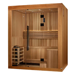 Golden Designs Osla Traditional Sauna – Canadian Red Cedar Interior and Pacific Premium Clear Cedar Exterior | GDI-7689-02 / 2025 Osla | 6 Person