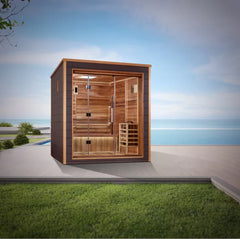 Golden Designs Drammen Outdoor-Indoor Traditional Sauna (GDI-8203-01) – Canadian Red Cedar Interior | GDI-8203-01 / Drammen | 3 Person
