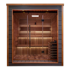 Golden Designs Bergen Outdoor-Indoor Traditional Sauna – Canadian Red Cedar Interior | GDI-8206-01 / Bergen | 6 Person