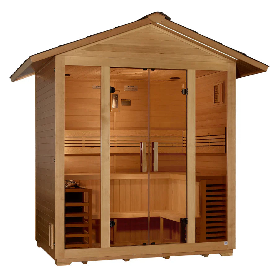 Golden Designs Vorarlberg Traditional Outdoor Steam Sauna – Canadian Hemlock | GDI-8105-01 / Vorarlberg | 5 Person
