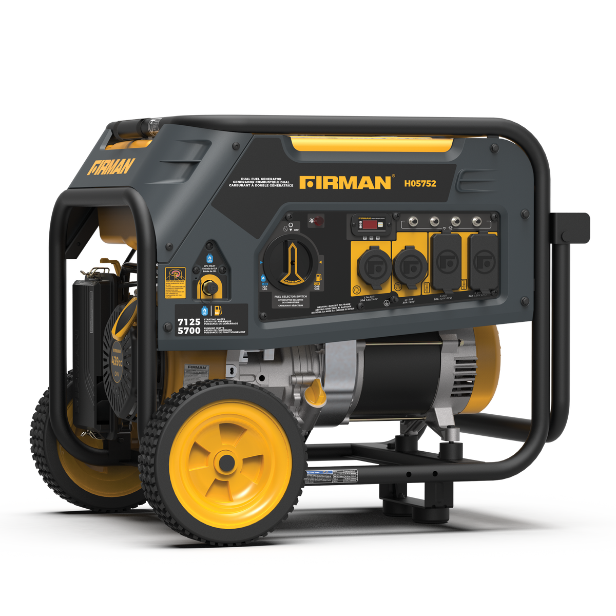 FIRMAN Power Equipment Dual Fuel 5700W Portable Generator Recoil Start 120/240V