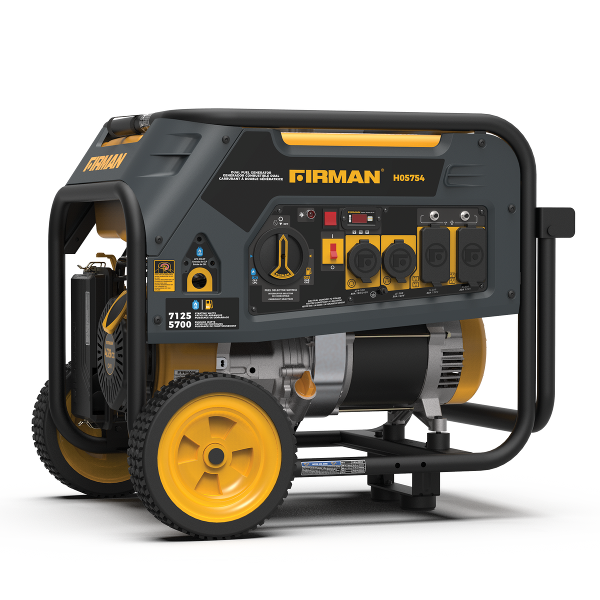 FIRMAN Power Equipment Dual Fuel Portable Generator 5700W Recoil Start 120/240V