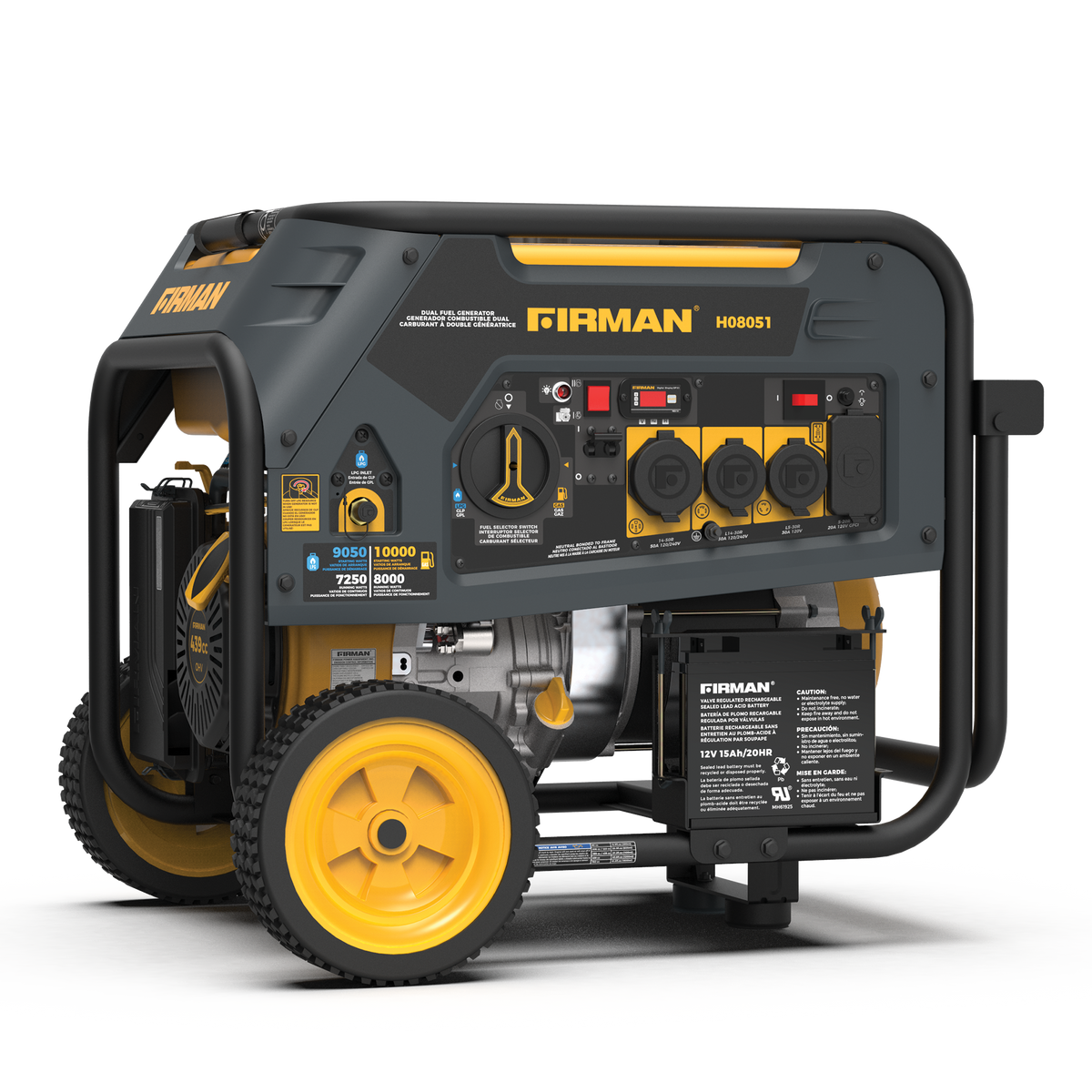 FIRMAN Power Equipment Dual Fuel Portable Generator 8000W Electric Start 120/240V