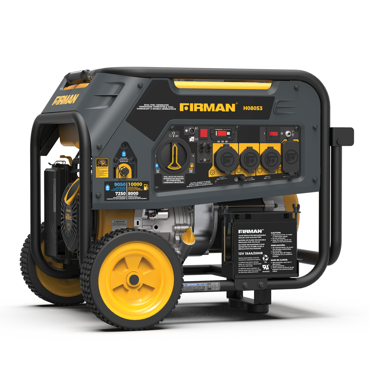 FIRMAN Power Equipment Dual Fuel Portable Generator 8000W Electric Start 120/240V