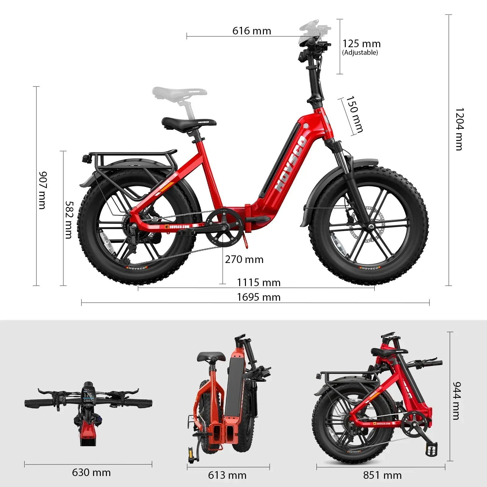 HOVSCO HovBeta 20" Foldable Fat Tire Electric Bike - Green Vista Living