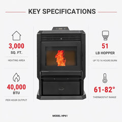 ComfortBilt HP61 Pellet Stove Charcoal
