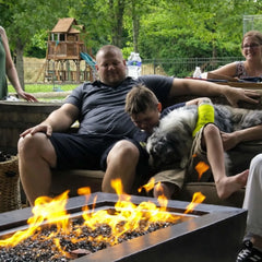 Flame Havens Rectangle CSA 47" x 25" Copper Phoenix Fire Pit Bowl - FPPK Push Button Flame Sensing by HPC Fire