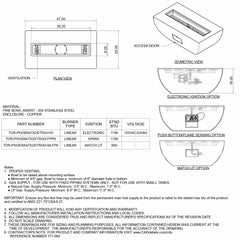 Flame Havens Linear CSA 47" x 25" Copper Phoenix Fire Pit Bowl - 120v On/Off Electronic Ignition by HPC Fire