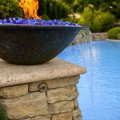 Flame Havens Round CSA 31" Copper Tempe Fire and Water Bowl - MLFPK Match Lit Ignition by HPC Fire