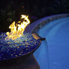 Flame Havens Round CSA 31" Copper Tempe Fire and Water Bowl - 12v On/Off Electronic Ignition by HPC Fire