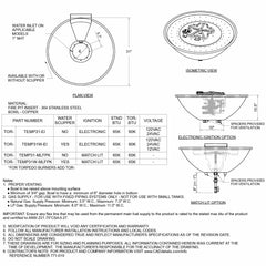 Flame Havens Round CSA 31" Copper Tempe Fire and Water Bowl - MLFPK Match Lit Ignition by HPC Fire