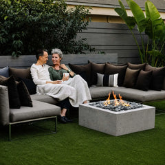 Flame Havens 32" x 32" Square Alea GFRC Fire Pit - MLFPK Match Lit Ignition by Dekko Concrete and HPC Fire