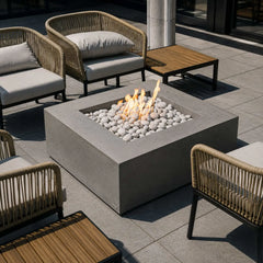 Flame Havens 40" x 40" Square Alea GFRC Fire Pit - 24v On/Off Electronic Ignition by Dekko Concrete and HPC Fire