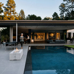 Flame Havens 48" x 26" Linear Avera GFRC Fire Pit - 120v On/Off Electronic Ignition by Dekko Concrete and HPC Fire