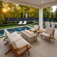 Flame Havens 48" x 26" Linear Avera GFRC Fire Pit - MLFPK Match Lit Ignition by Dekko Concrete and HPC Fire