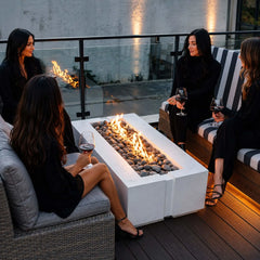 Flame Havens 48" x 26" Linear Avera GFRC Fire Pit - 24v On/Off Electronic Ignition by Dekko Concrete and HPC Fire