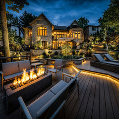 Flame Havens 60" x 26" Linear Avera GFRC Fire Pit - MLFPK Match Lit Ignition by Dekko Concrete and HPC Fire