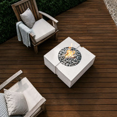 Flame Havens 32" x 32" Square Bravo GFRC Fire Pit - 120v On/Off Electronic Ignition by Dekko Concrete and HPC Fire