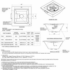 Flame Havens Square CSA 40" x 40" Copper Sedona Fire and Water Bowl - MLFPK Match Lit Ignition by HPC Fire