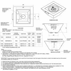 Flame Havens Square CSA 36" x 36" Copper Sierra Fire and Water Bowl - 12v On/Off Electronic Ignition by HPC Fire