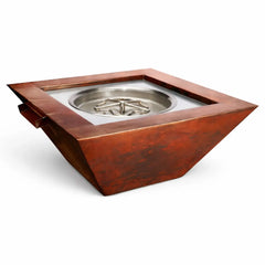 Flame Havens Square CSA 40" x 40" Copper Sedona Fire and Water Bowl - 12v On/Off Electronic Ignition by HPC Fire