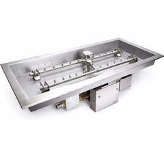 Flame Havens Rectangle CSA 24" - 90" Drop-In Fire Pit Burner Kit - 120v On/Off Electronic Ignition by HPC Fire