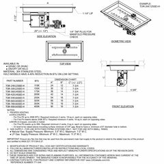 Flame Havens Rectangle CSA 24" - 90" Drop-In Fire Pit Burner Kit - 24v On/Off Electronic Ignition by HPC Fire