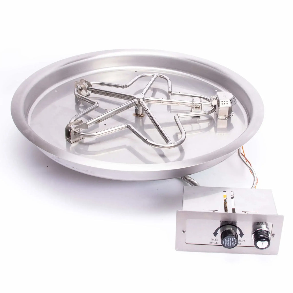 Flame Havens Round CSA 19" - 37" Drop-In Fire Pit Burner Kit - FPPK Push Button Flame Sensing by HPC Fire