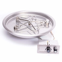 Flame Havens Round CSA 19" - 37" Drop-In Fire Pit Burner Kit - FPPK Push Button Flame Sensing by HPC Fire