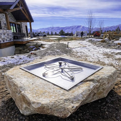 Flame Havens Square CSA 18" - 42" Drop-In Fire Pit Burner Kit - 120v On/Off Electronic Ignition by HPC Fire