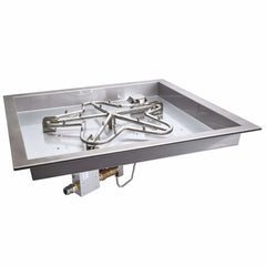 Flame Havens Square CSA 18" - 42" Drop-In Fire Pit Burner Kit - 24v On/Off Electronic Ignition by HPC Fire