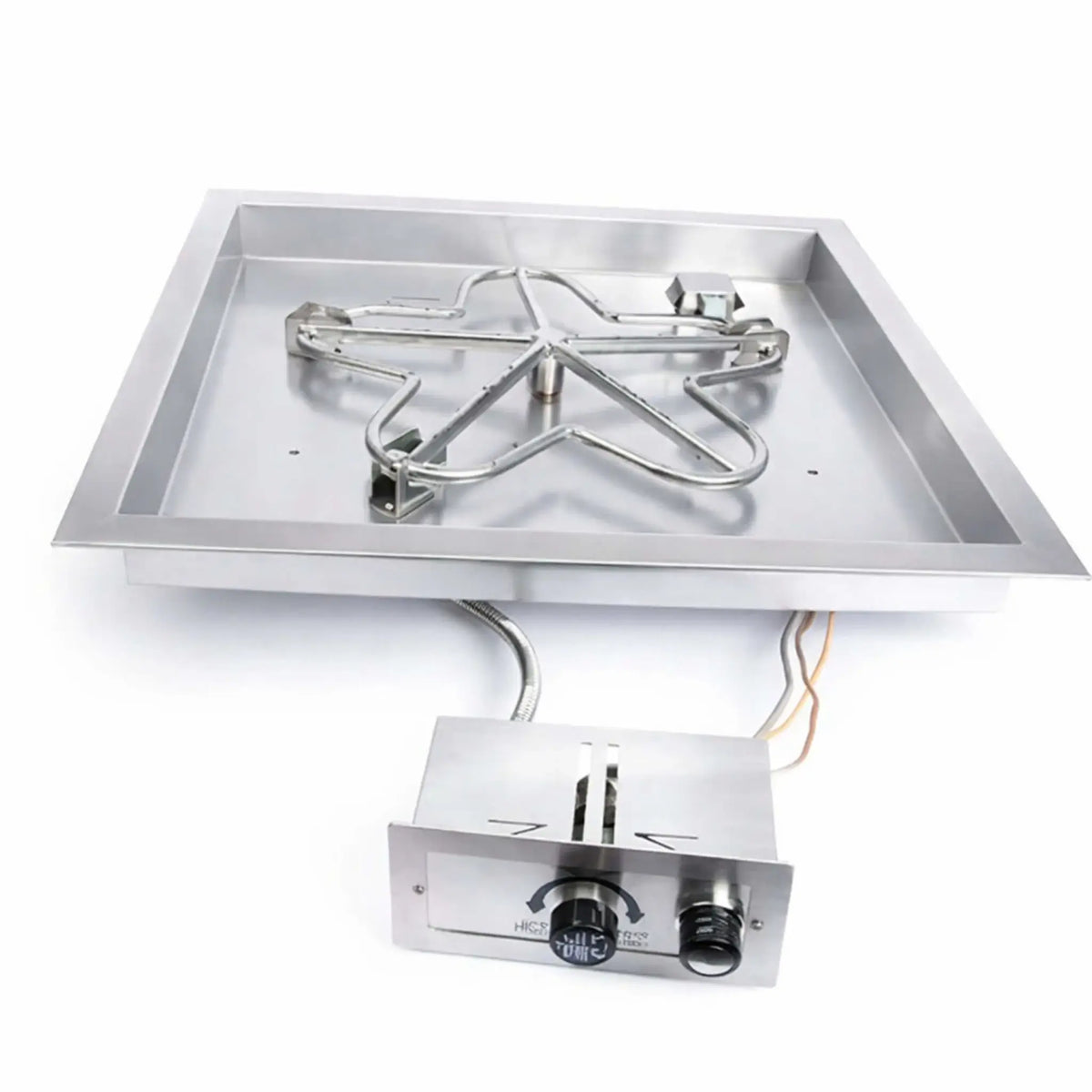Flame Havens Square CSA 18" - 36" Drop-In Fire Pit Burner Kit - FPPK Push Button Flame Sensing by HPC Fire