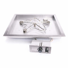 Flame Havens Square CSA 18" - 36" Drop-In Fire Pit Burner Kit - FPPK Push Button Flame Sensing by HPC Fire