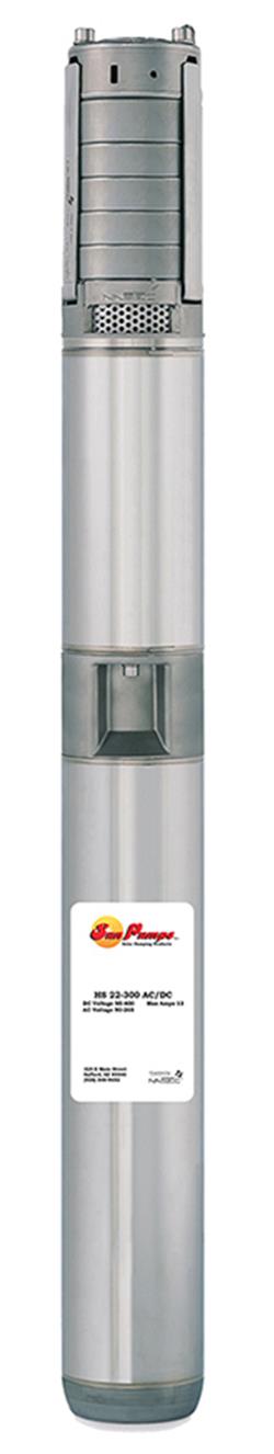 Sun Pumps HS 22-308 AC/DC V22 Centrifugal Solar Submersible Pump – 22 GPM, 308 Ft. Max Head, 3000W Hybrid AC/DC