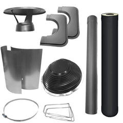 Harvia 1000500M Chimney & Assembly Kit, Barrel, Flat Roof Black