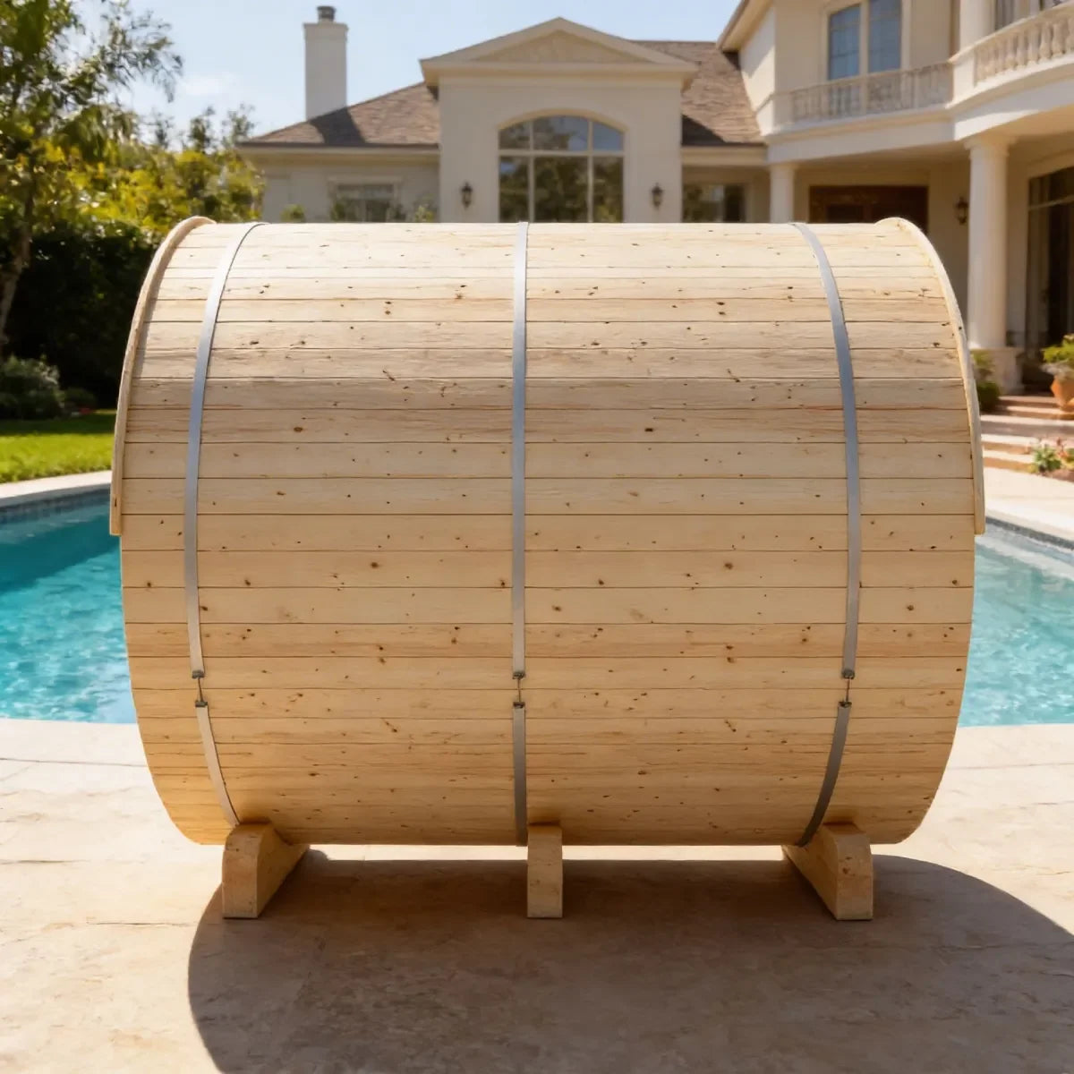 Helsinki Finnish Barrel Sauna with Terrace and WiFi Heater - Finnish Sauna Builders - Green Vista Living