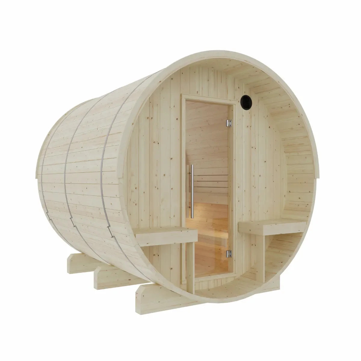 Helsinki Finnish Barrel Sauna with Terrace and WiFi Heater - Finnish Sauna Builders - Green Vista Living