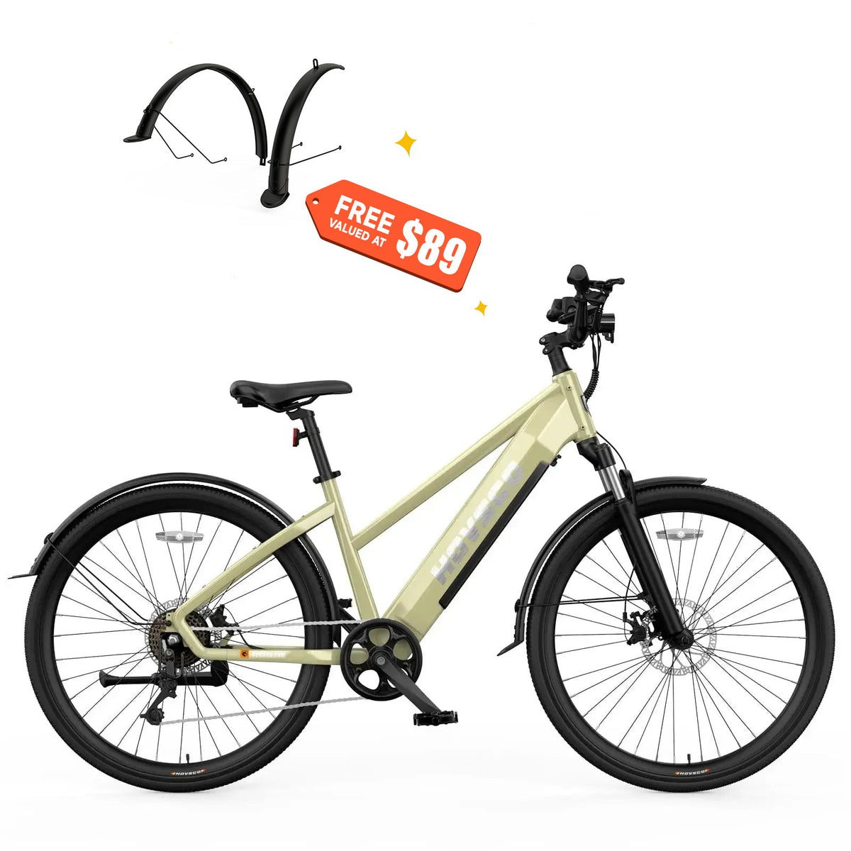 HOVSCO HovCity 27.5" Step-Thru Cruiser Electric Bike For Adults - Green Vista Living