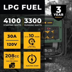 FIRMAN Power Equipment LPG Portable Generator 4100/3300W Electric Start