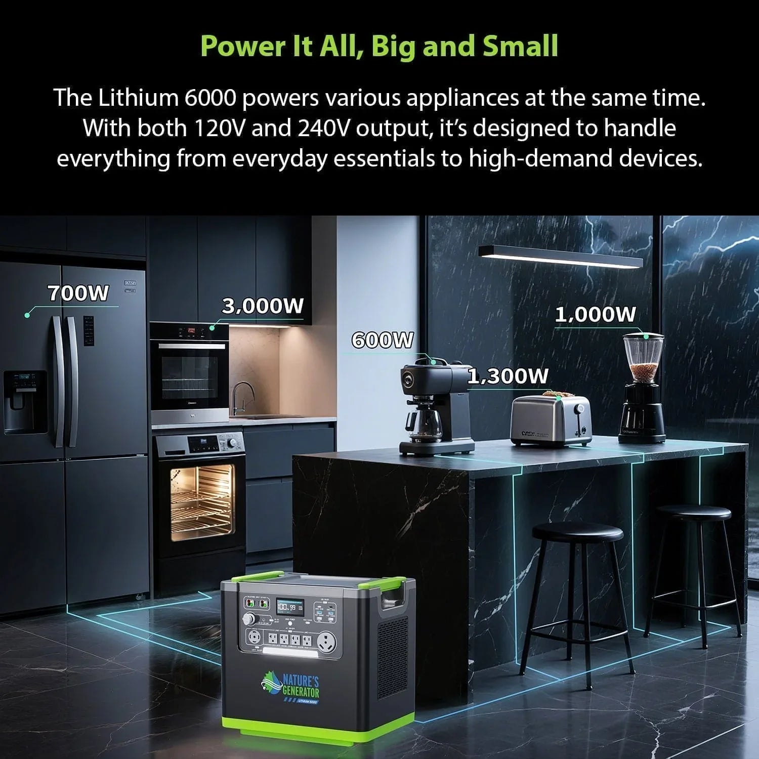 Nature's Generator Lithium 6000 and Transfer Switch - Green Vista Living
