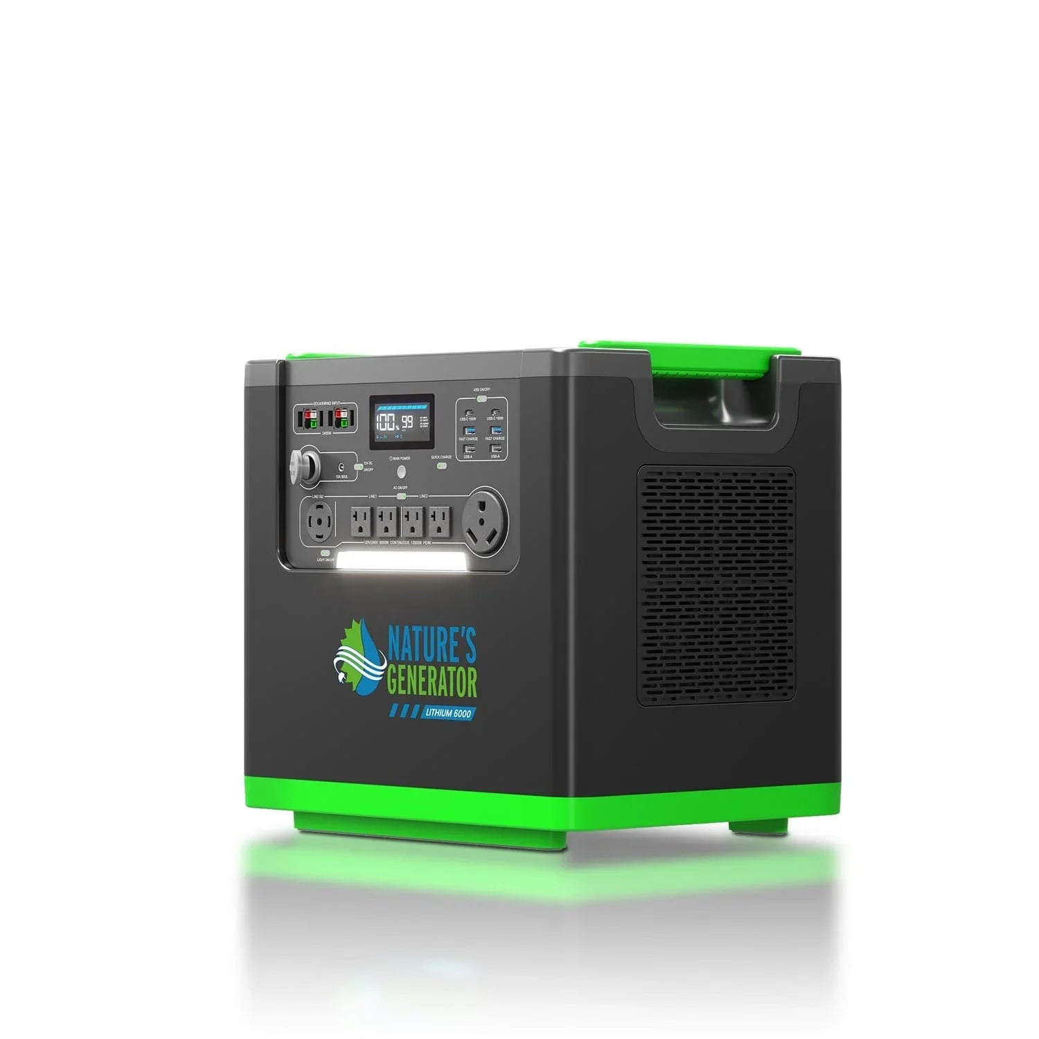Nature's Generator Lithium 6000 with Solar Panels and Wind Turbine - Green Vista Living