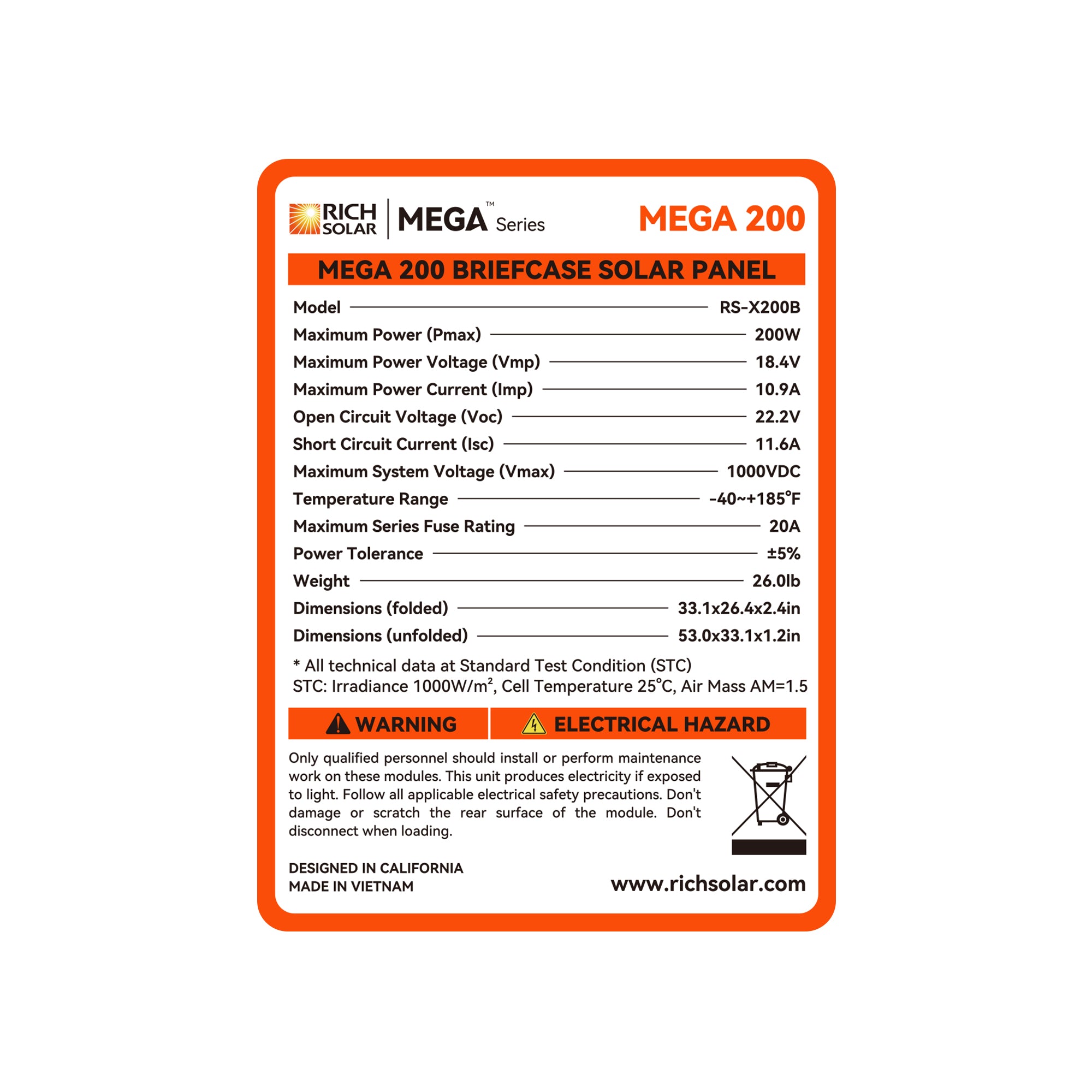 MEGA 200 Watt Portable Solar Panel | Powerful 12V Portable Solar Panel for Generators, Power Stations, Campers - Green Vista Living