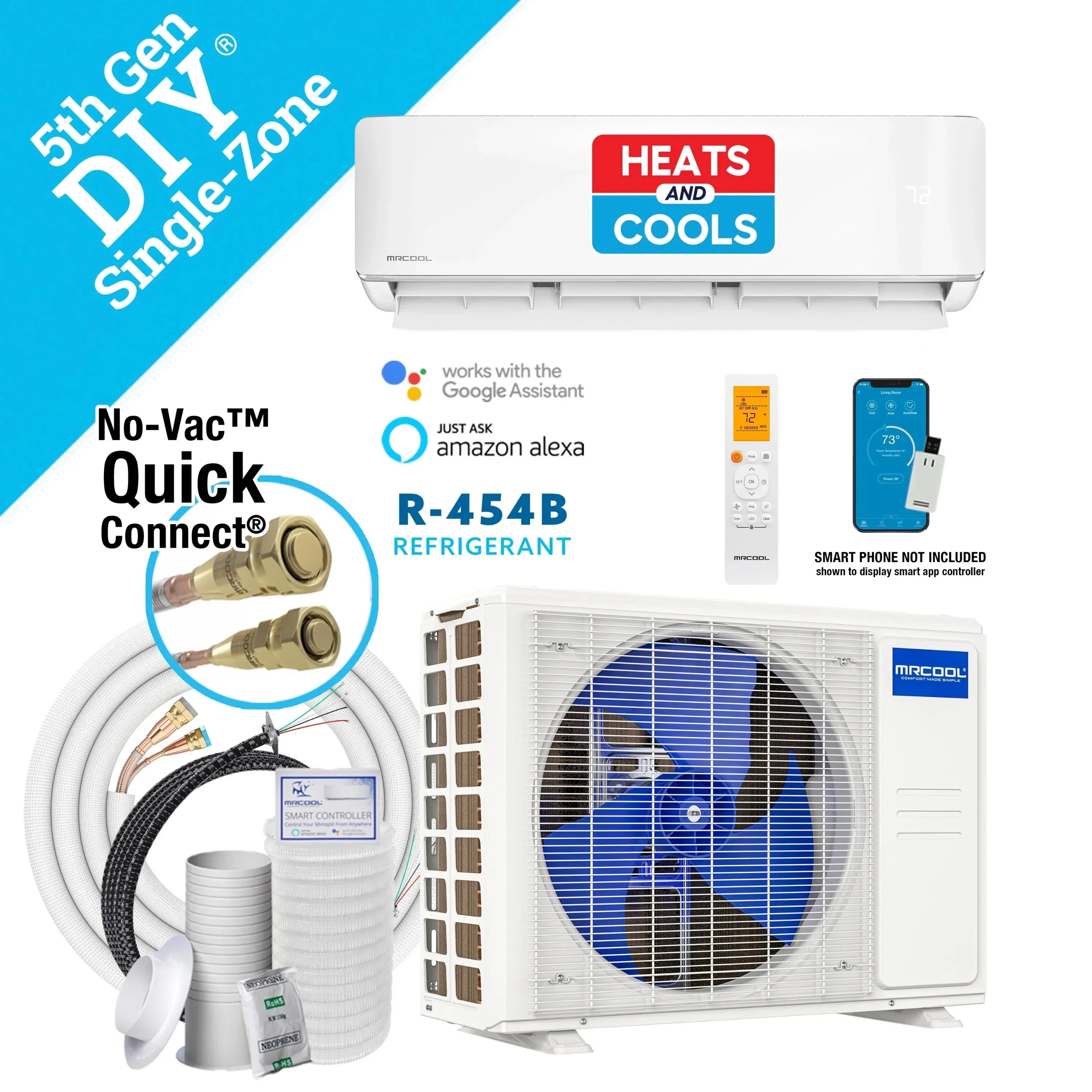 MRCOOL DIY® 5th Gen E Star 12,000 BTU Single Zone Mini Split Complete System with 25 Ft. Line Set, 115V (DIY-12-HP-WM-115D25-O) GeoCool