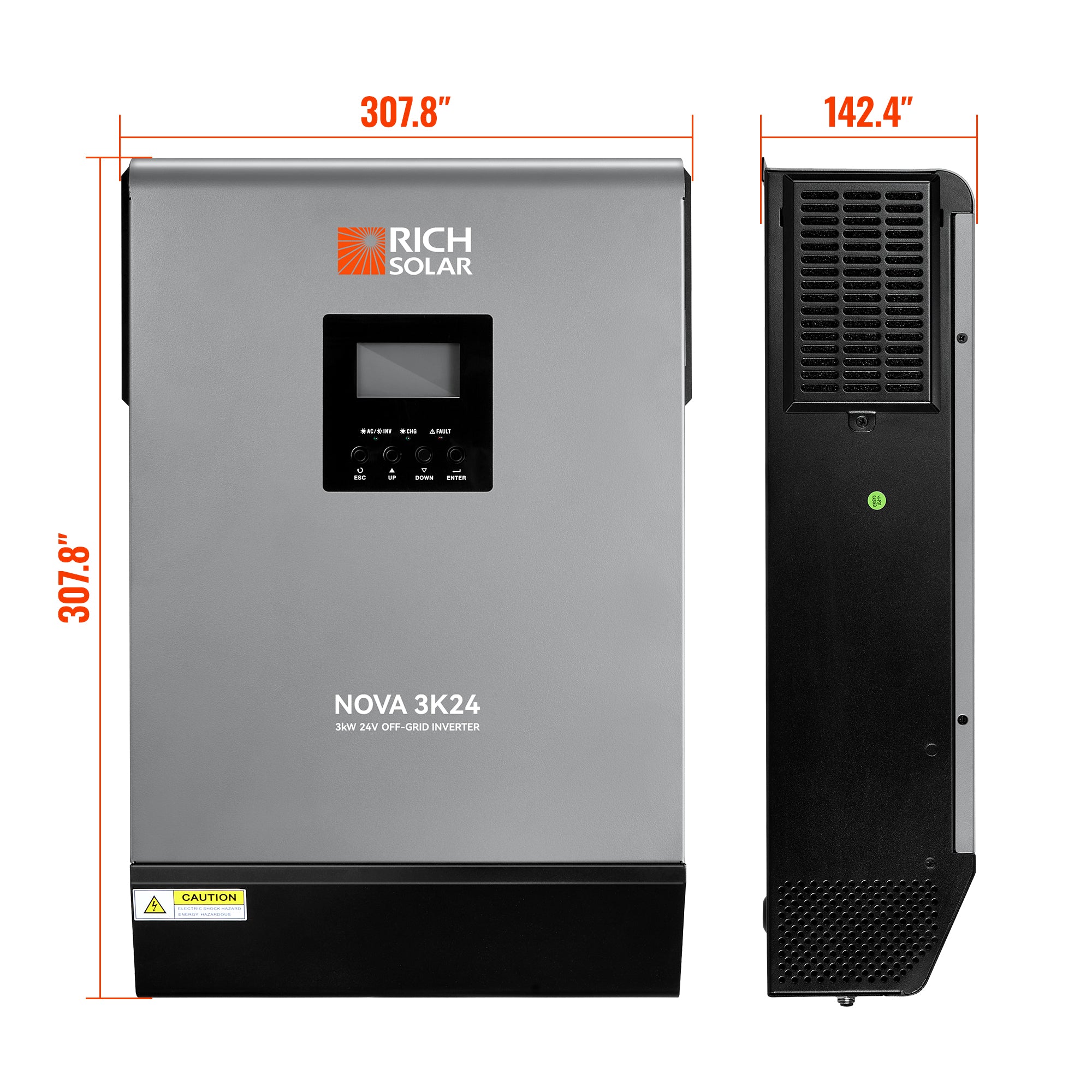 Rich Solar NOVA MAX 3K | 3000W 24V Hybrid Inverter for RVs, Trailers, Campers, Vans, Trucks, Overlanders, Boats - Green Vista Living