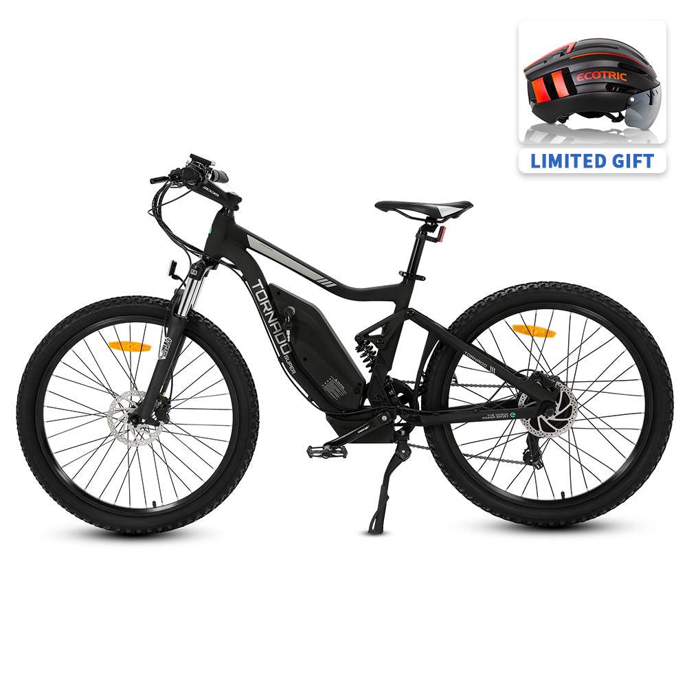 Ecotric Tornado Full Suspension Electric Bike - Matt Black - Green Vista Living