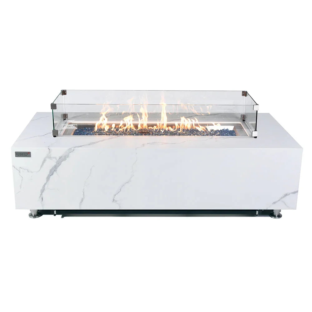 Carrara Outdoor Bianco White Fire Pit Table - Select Fuel Type - Green Vista Living