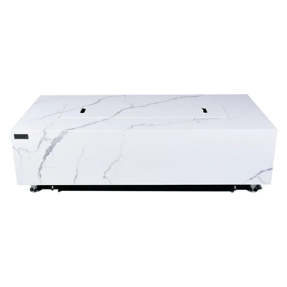 Carrara Outdoor Bianco White Fire Pit Table - Select Fuel Type - Green Vista Living